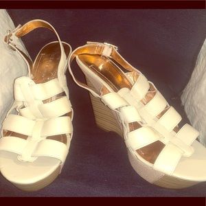 BCBGeneration Off White Wedge Sandals
